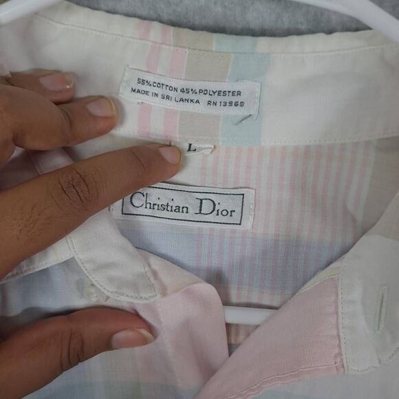 Christian Dior Button Down Plaid Shirt Large Slim Fit - Picture 2 of 8